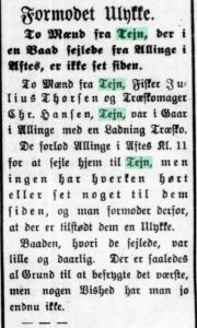 1914-02-12 Bornholms Tidende side 2, Formodet Ulykke (med Nikolai Weikop)